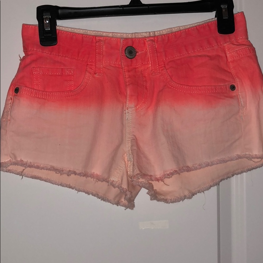 pink to cream white ombré shorts